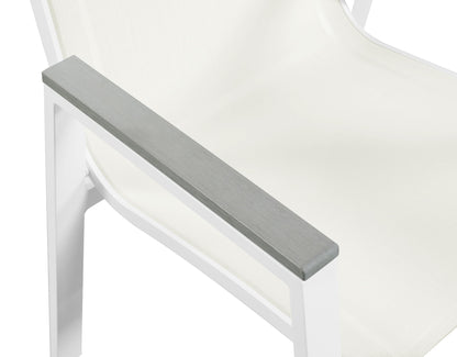 Nizuc - Outdoor Patio Dining Arm Chair With White Frame And Gray Arms (Set of 2)
