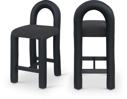 Amari - Vegan Leather and Boucle Fabric Stool
