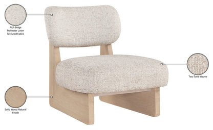 Vetra - Linen Textured Fabric Upholstered Accent Chair With Natural Base
