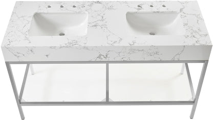 Marmo - Engineered Marble Bathroom Vanity With Chrome Base