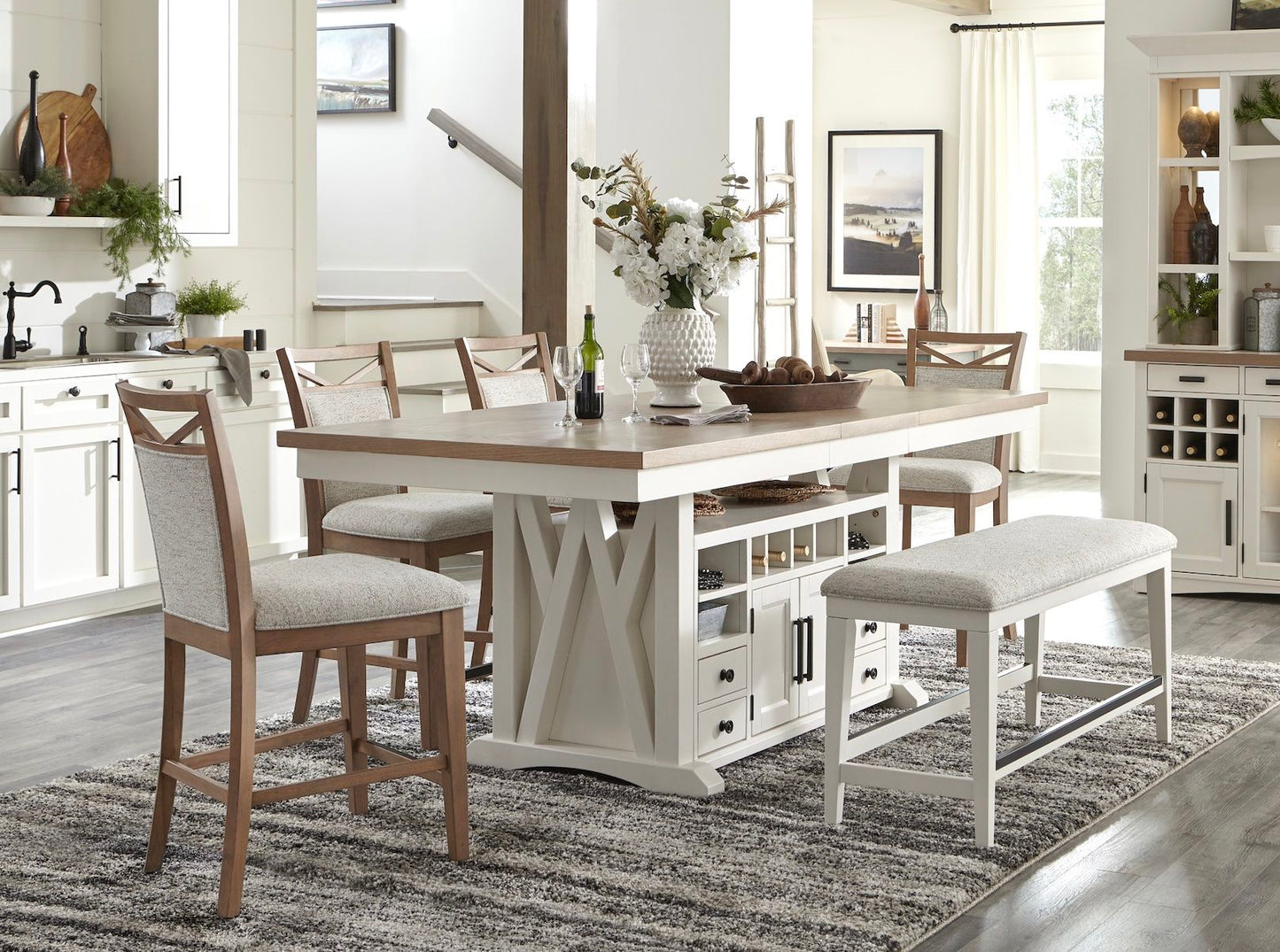 Americana Modern Dining - Upholstered Fabric Counter Chair (Set of 2) - Cotton