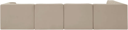Rummi - Velvet Performance Fabric Upholstered 5 Piece Modular Sectional, L-Shaped (Right)
