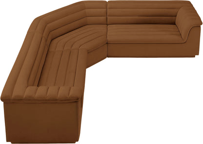 Cascade - Velvet Modular Sectional - Saddle
