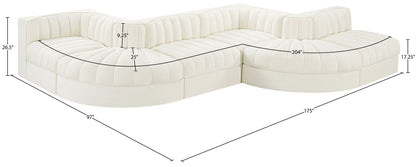 Rummi - Rounded Velvet Performance Fabric Upholstered 6 Piece Modular Sectional