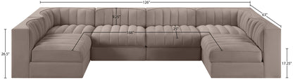 Rummi - Armless Velvet Performance Fabric Upholstered 6 Piece Modular Sectional