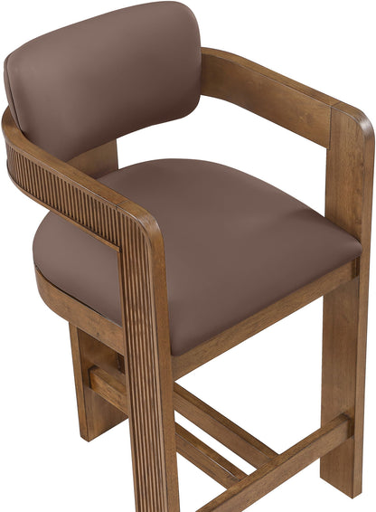 Sacha - Vegan Leather Upholstered Counter Stool With Brown Base