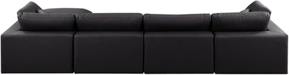 Comfy - 5 Piece Faux Leather Modular Sectional With Chaise