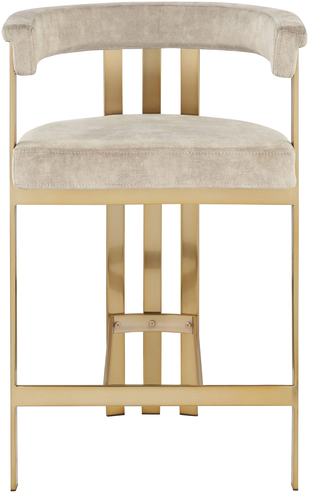 Marcello - Counter Stool With Brushed Gold Iron Frame (Set of 2) - Beige