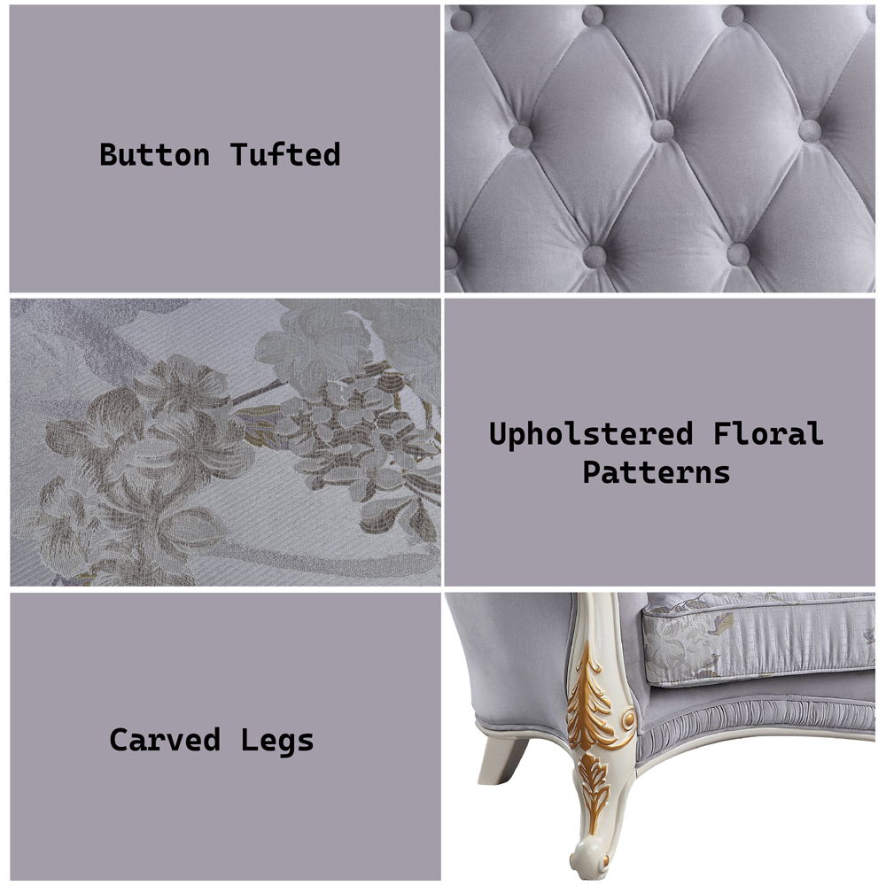 Galelvith - Sofa With 6 Pillows - Gray Fabric