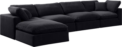 Comfy - 5 Piece Velvet Modular Sectional With Chaise