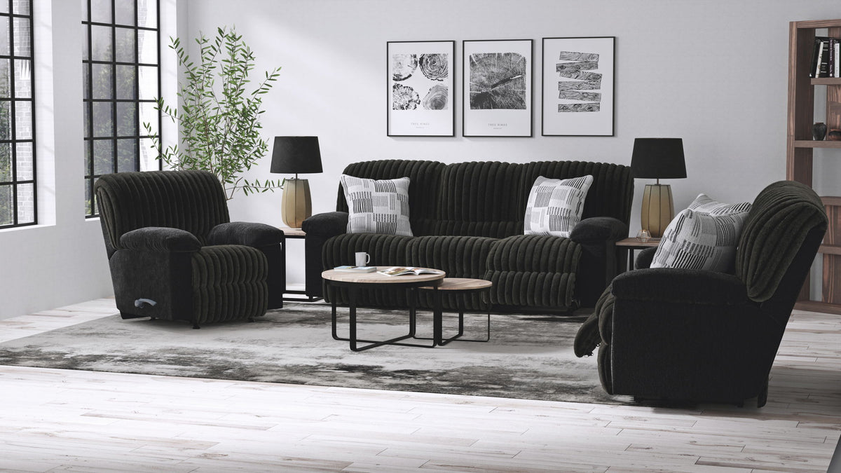 Comet - Power Lay Flat Reclining Sofa - Black