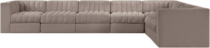 Rummi - Velvet Performance Fabric Upholstered 7 Piece Modular Sectional (With 3 Corner Chairs)