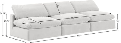 Comfy - Velvet Modular Armless Sofa 3 Seats