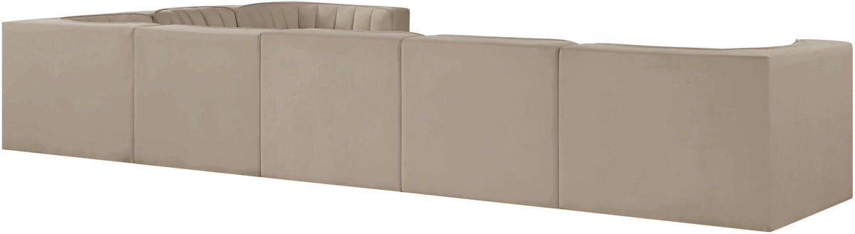 Rummi - Velvet Performance Fabric Upholstered 7 Piece Modular Sectional (With 3 Corner Chairs)