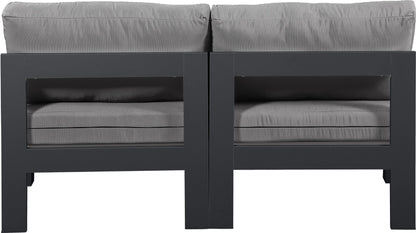 Nizuc - Outdoor Patio 2 Seat Armless Modular Sofa With Gray Frame