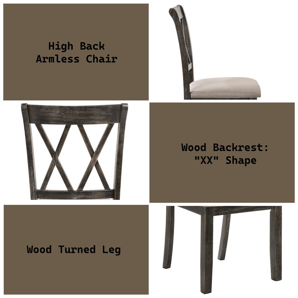 Claudia II - Side Chair (Set of 2) - Beige Fabric & Weathered Gray