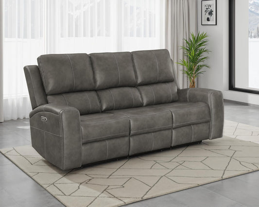 Brickston Triple Power Reclining Sofa Charcoal