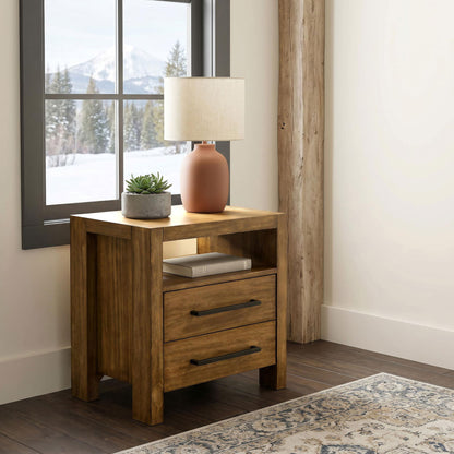Adderley 2-drawer Nightstand Bedside Table Warm Brown