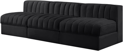 Rummi - Velvet Performance Fabric Upholstered 3 Piece Modular Armless Sofa