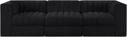Rummi - Velvet Performance Fabric Upholstered 3 Piece Modular Sofa