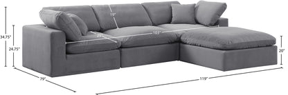 Comfy - 4 Piece Velvet Modular Sectional With Chaise