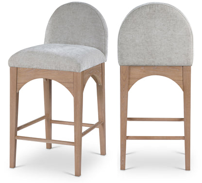 Waldorf - Chenille Stool With Natural Legs