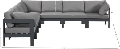 Nizuc - Outdoor Patio 7 Piece Modular Sectional With Gray Frame