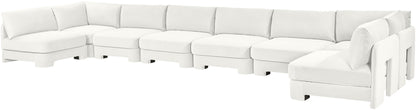 Hammond - Velvet Performance Fabric Upholstered 8 Piece U-Shaped Armless Sectional - Beige