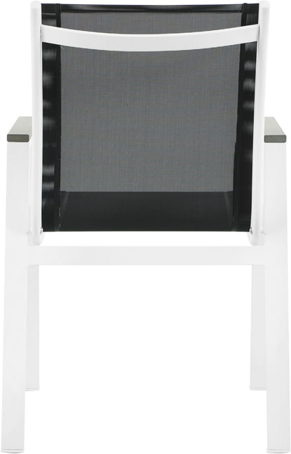 Nizuc - Outdoor Patio Dining Arm Chair With White Frame And Gray Arms (Set of 2)