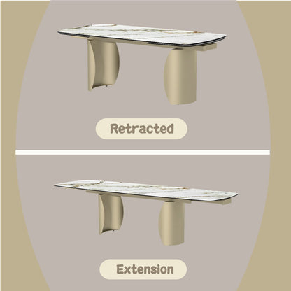 Cora - Dining Table - Ceramic Top & Golden Champange