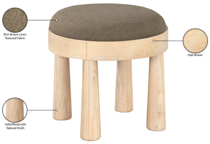 Larea - Linen Textured Fabric Ottoman - Natural Base