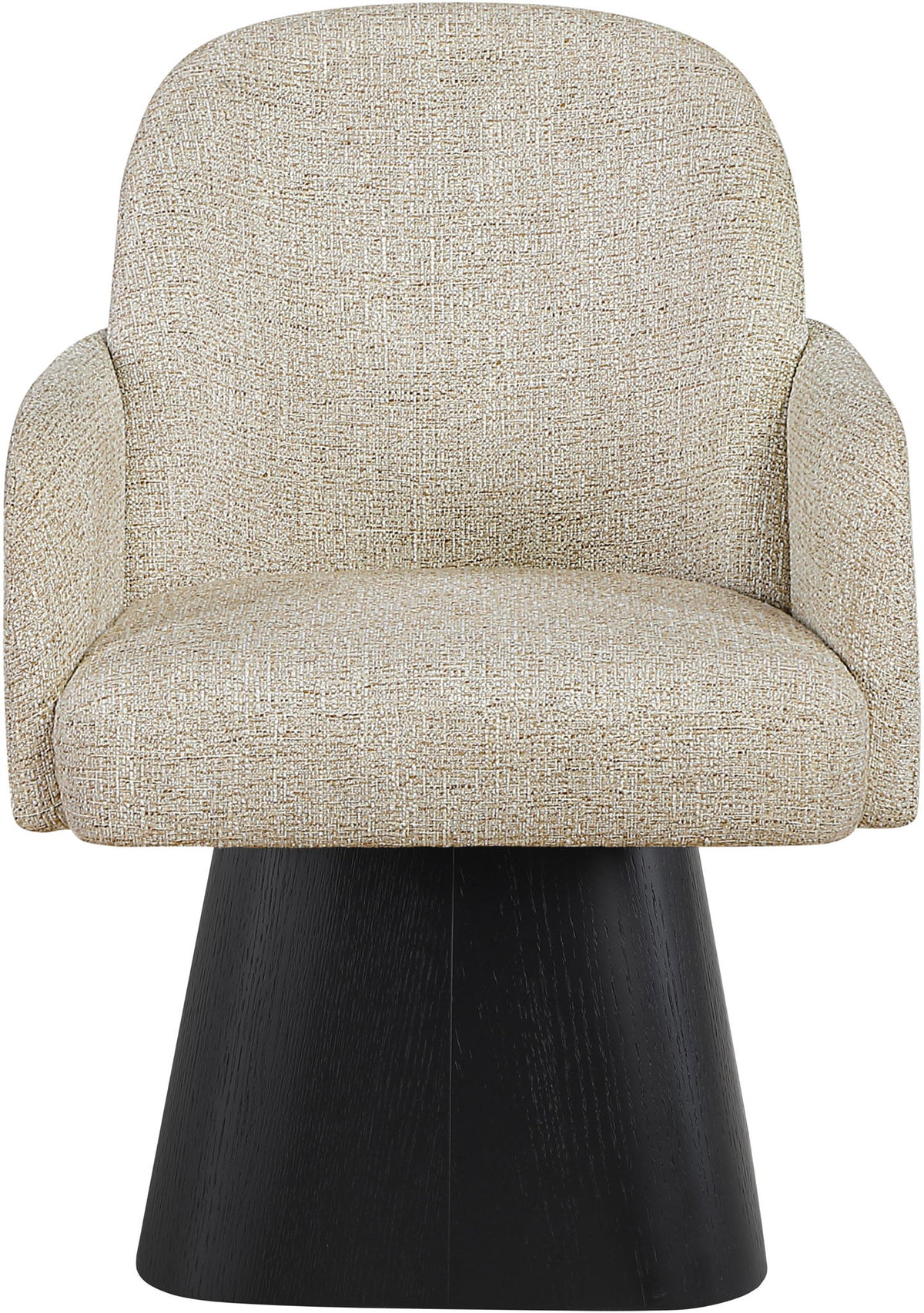 Marlowe - Linen Textured Fabric Upholstered Swivel Dining Arm Chair - Stained Black