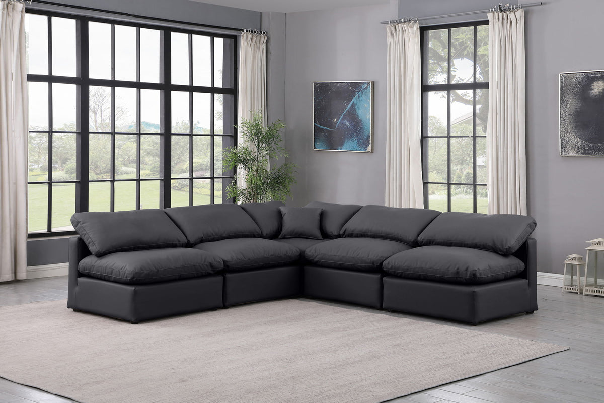 Indulge - Faux Leather 5 Piece Modular Corner Armless Sectional