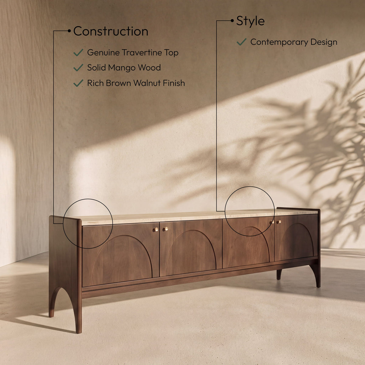 Veya - 71" Genuine Marble And Mango Wood Media Console