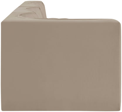 Rummi - Velvet Performance Fabric Upholstered 4 Piece Modular Sectional With Reverse Corner Chair