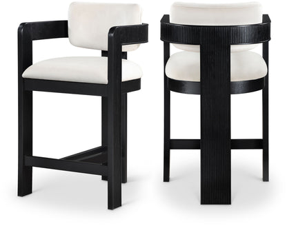 Sacha - Velvet Stool With Black Base
