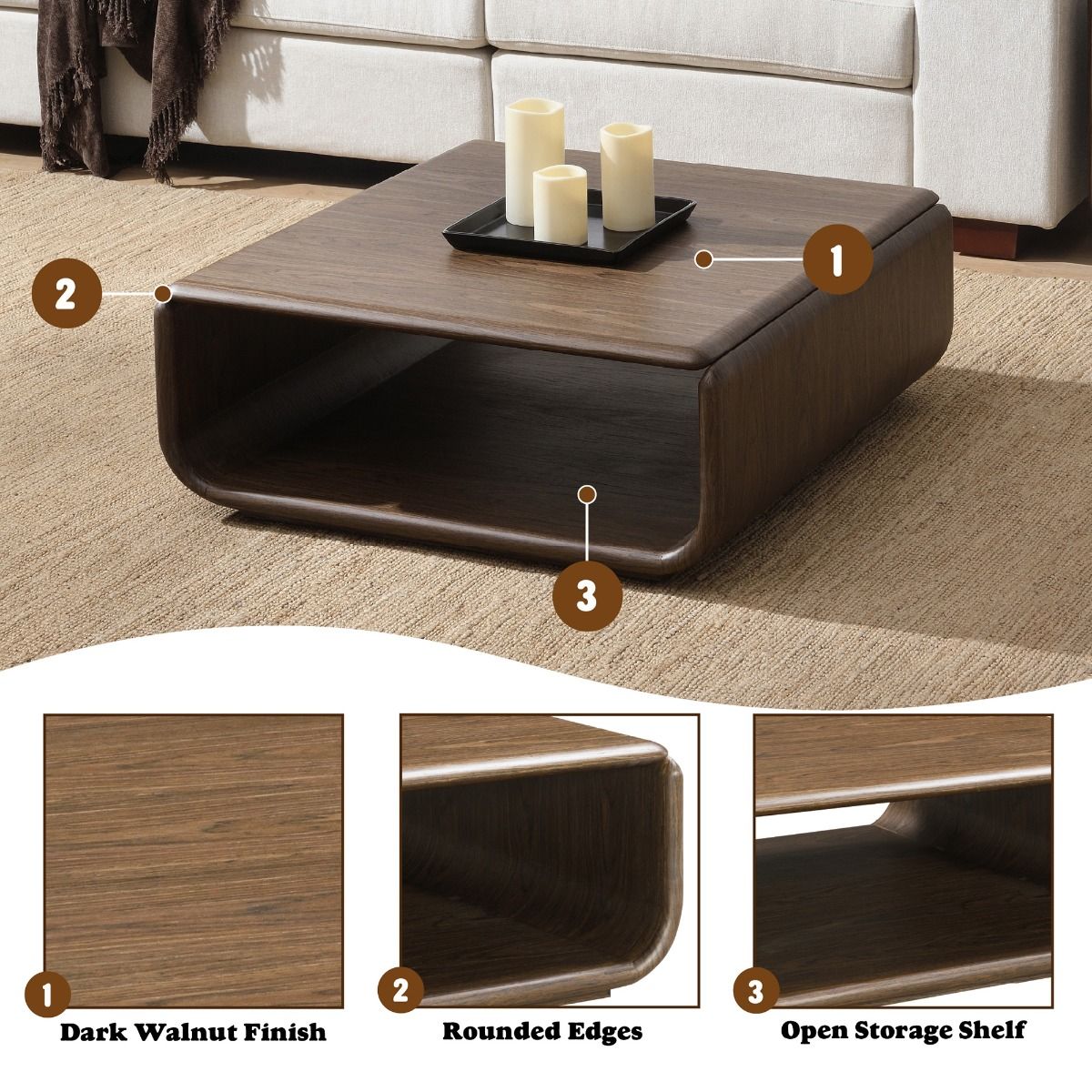 Lanza - Coffee Table - Dark Walnut