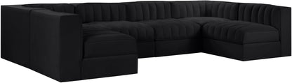 Rummi - Armless Velvet Performance Fabric Upholstered 6 Piece Modular Sectional