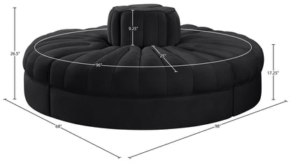 Rummi - Round Velvet Performance Fabric Upholstered 4 Piece Modular Sofa