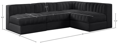 Rummi - Armless Velvet Performance Fabric Upholstered 4 Piece Modular Sectional