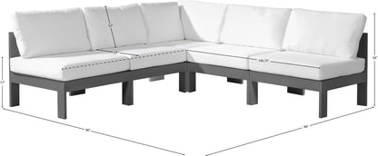 Nizuc - Outdoor Patio 5 Piece Modular Sectional With Gray Frame