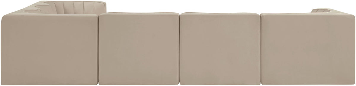 Rummi - Velvet Performance Fabric Upholstered 6 Piece Modular Sectional (With 3 Corner Chairs)