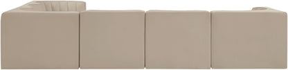 Rummi - Velvet Performance Fabric Upholstered 6 Piece Modular Sectional (With 3 Corner Chairs)