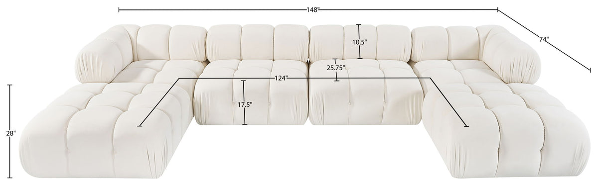 Orin - Velvet 6 Piece Modular Double Chaise Sectional
