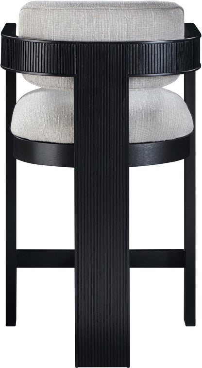 Sacha - Linen Stool With Black Base