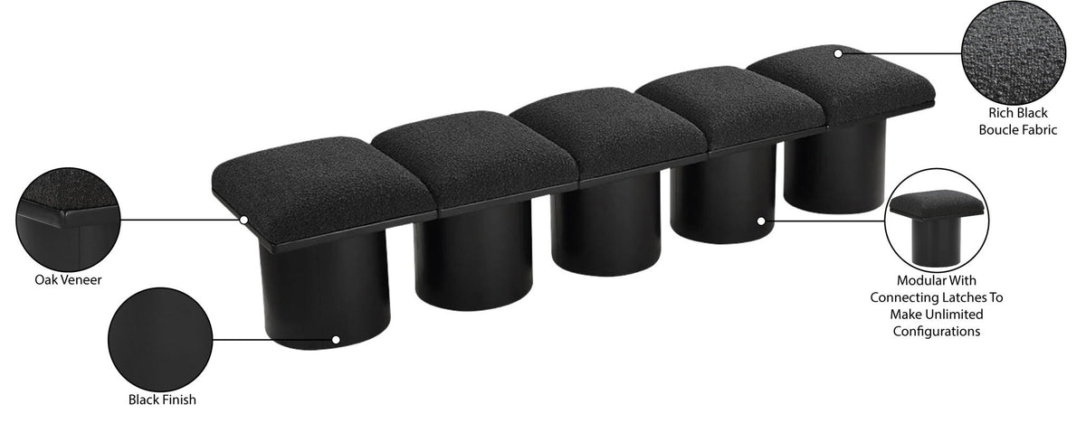 Pavilion - 5 Piece Modular Bench With Black Base