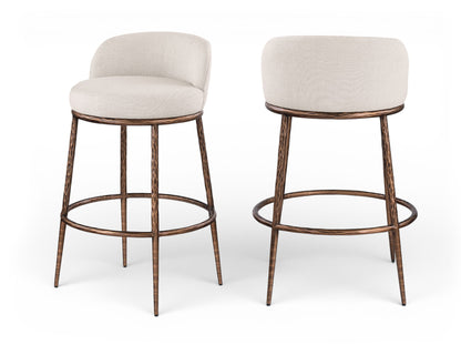 Ferro - Performance Fabric Upholstered Bar Stool - Antique Bronze