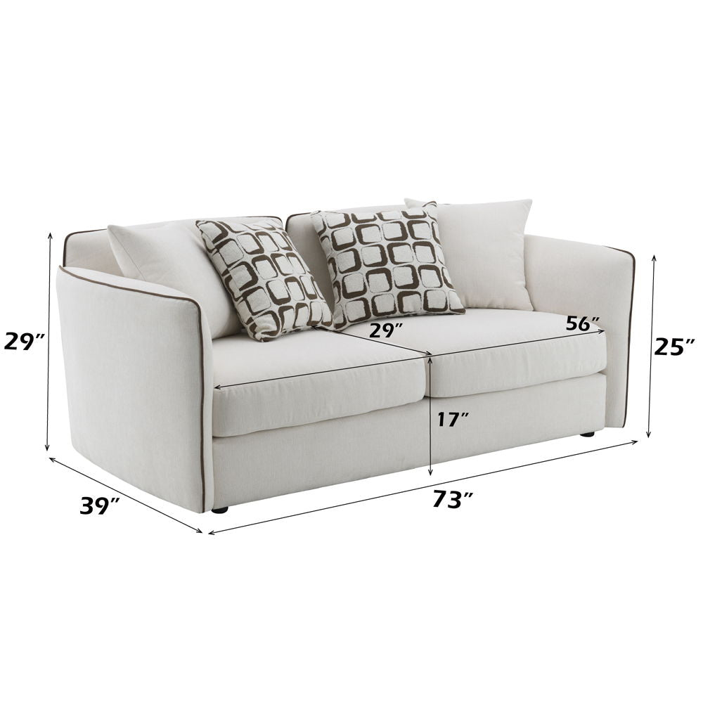 Yolanda - Loveseat With 4 Pillows - Beige Chenille