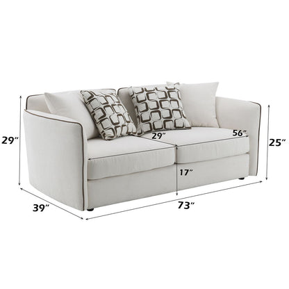 Yolanda - Loveseat With 4 Pillows - Beige Chenille