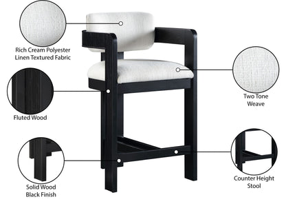Sacha - Linen Stool With Black Base